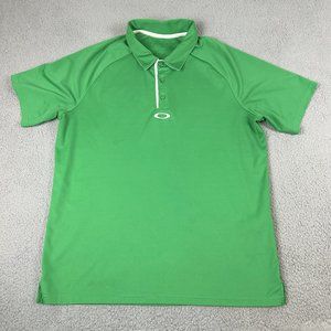 Oakley Polo Shirt Mens Large Green Golf 100% Polyester Regular Fit Collared